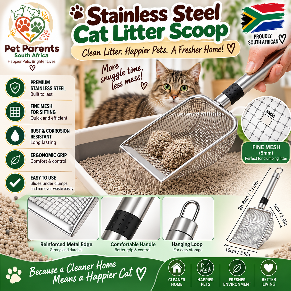 Stainless Steel Cat Litter Scoop - Stainless Steel