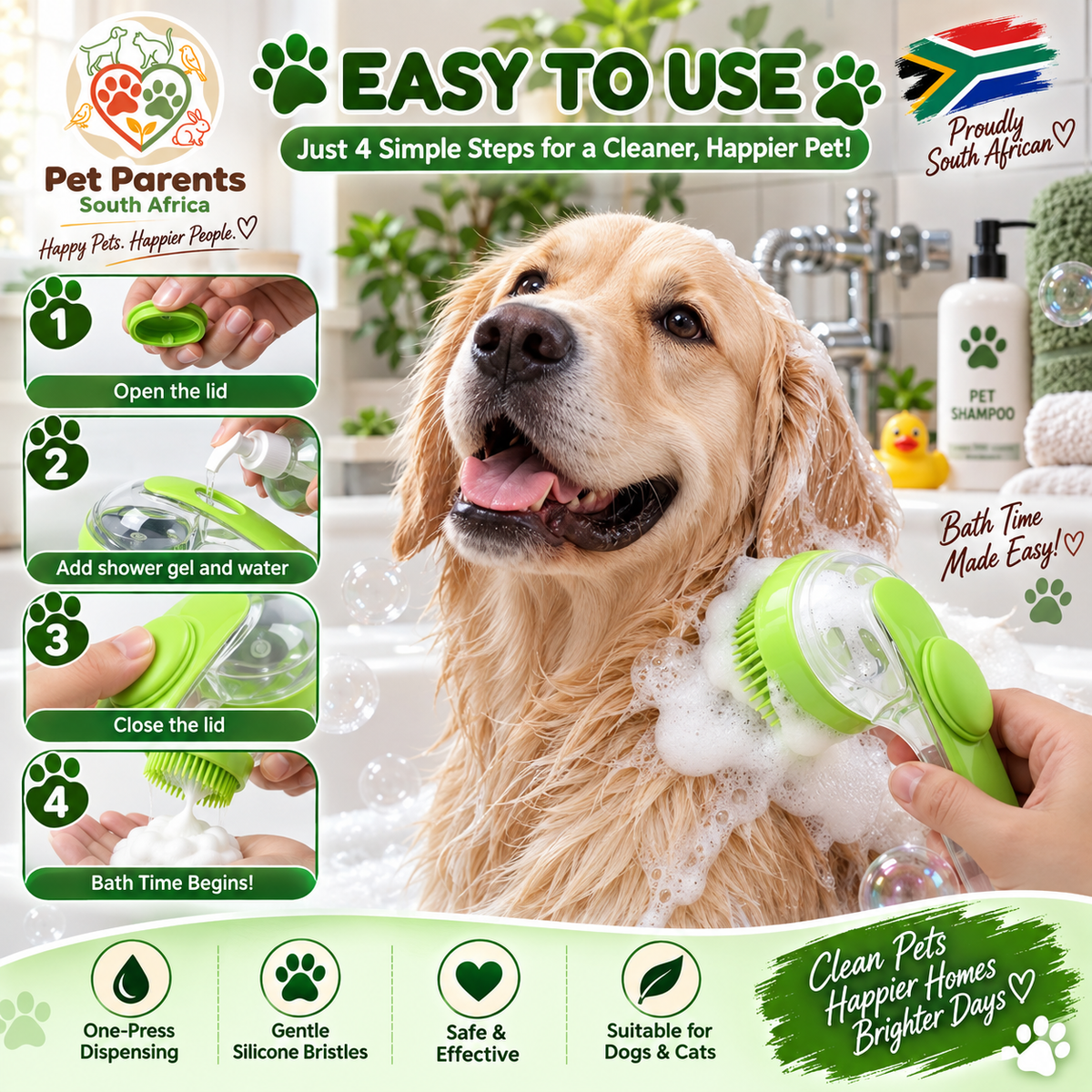 Bath Brush & Grooming 3 in 1 Set