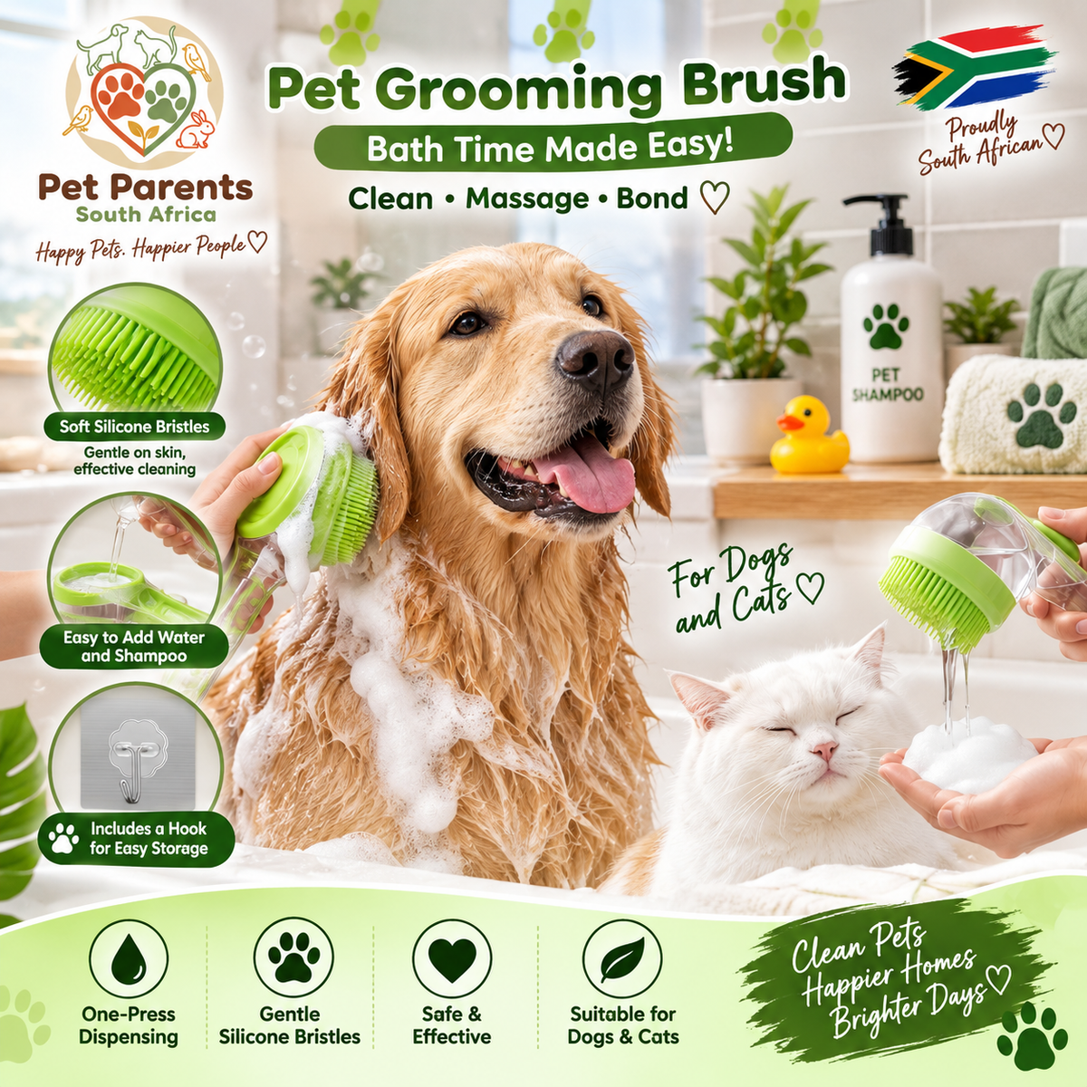 Bath Brush & Grooming 3 in 1 Set