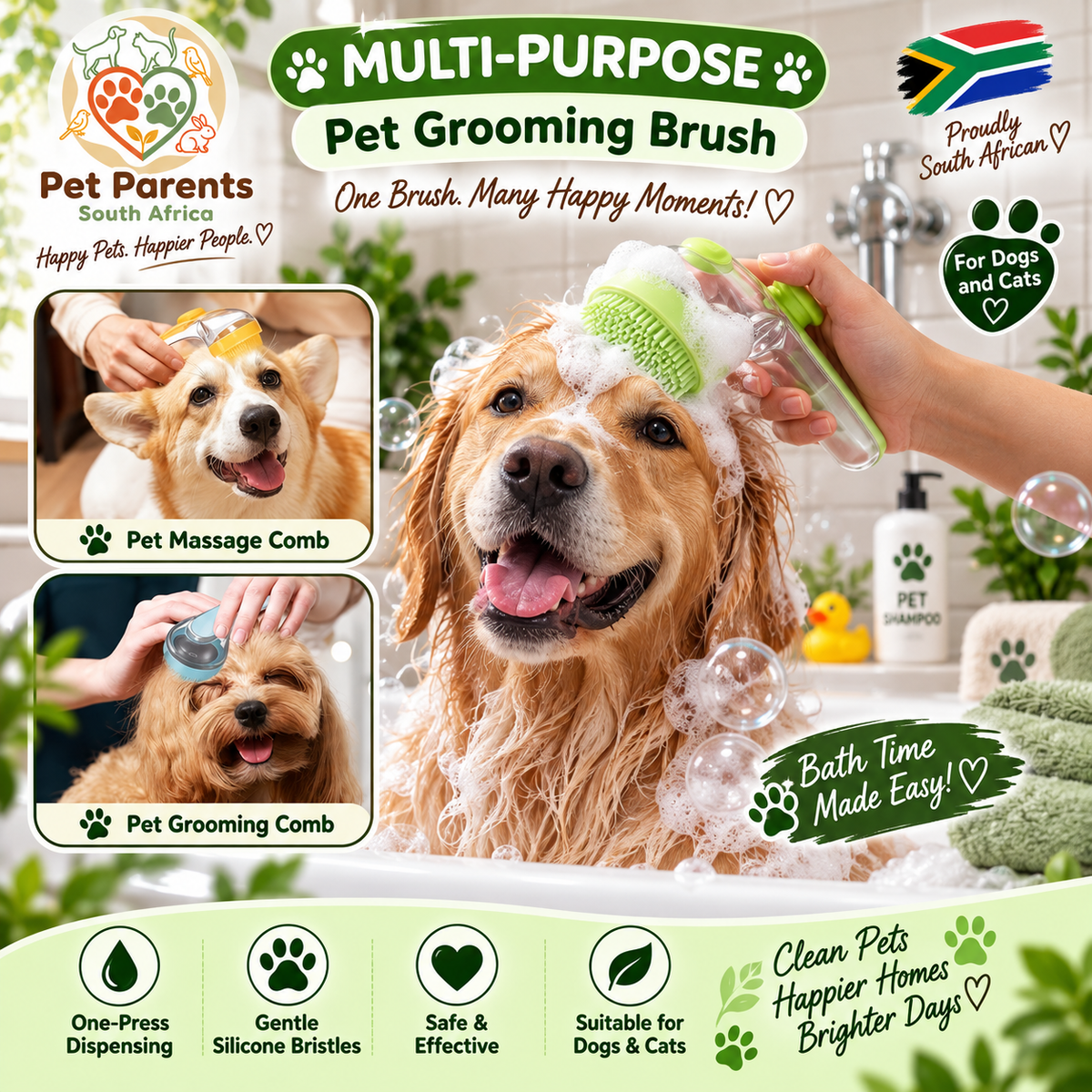 Bath Brush & Grooming 3 in 1 Set