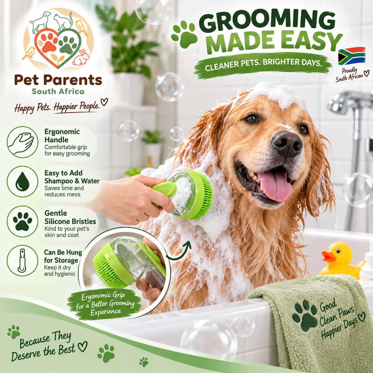 Bath Brush & Grooming 3 in 1 Set
