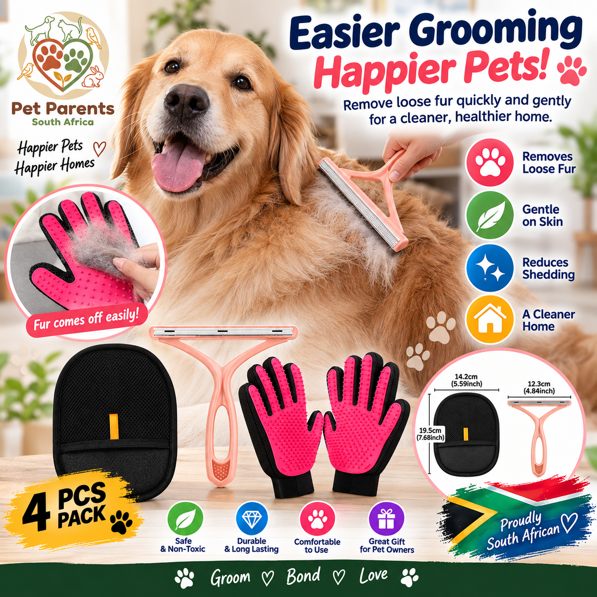 Professional Pet Grooming Kit – 4-Piece Pack