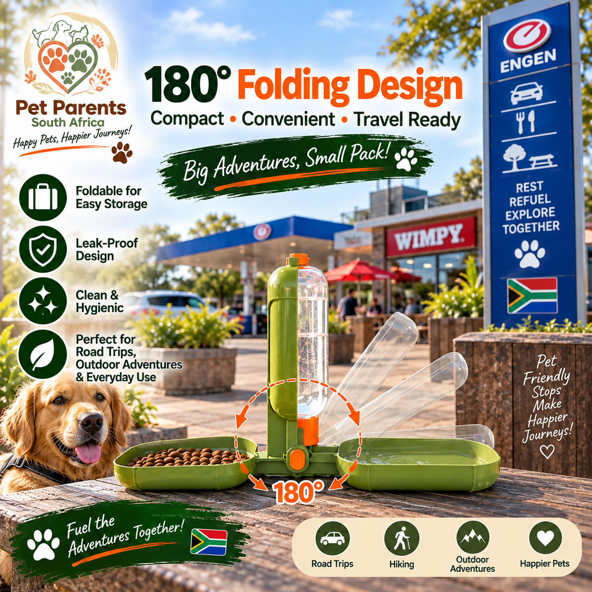 Pets Food and Water Travel Container 2 in 1